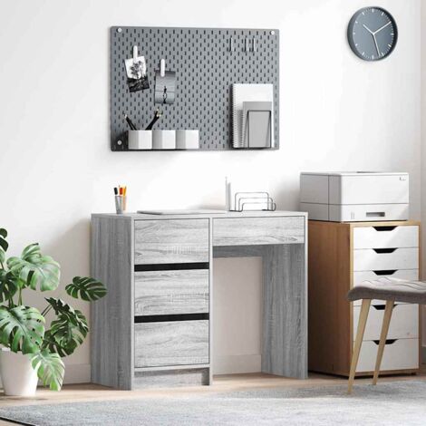 Desk with Drawer Grey Sonoma 90 x 37.5 x 75 cm Engineered Wood vidaXL