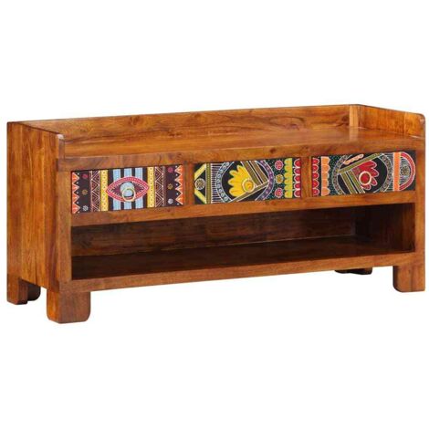 Shoe Bench Multicolour 100 x 35 x 45 cm Solid acacia wood vidaXL (1/5)