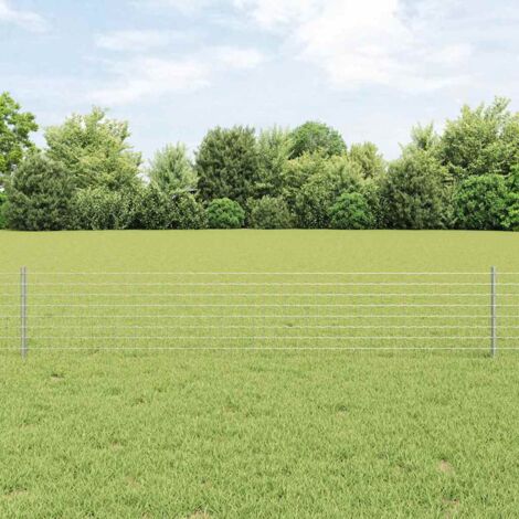 Embedded Fence Post 22 pcs Silver 80 cm Powder-Coated Steel vidaXL