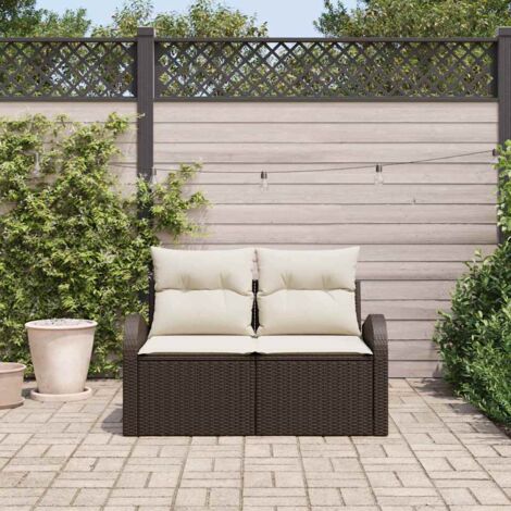 Garden Sofa Brown 124 x 62 x 69cm Poly Rattan vidaXL