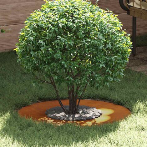 Flat Tree Ring Brown Ø30 / 60 cm Weathering steel vidaXL