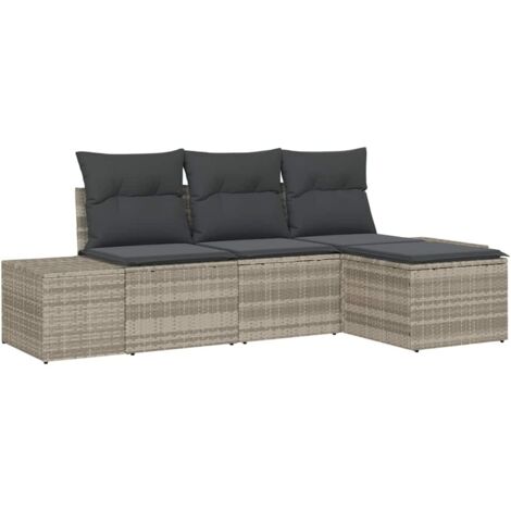 Garden Sofa Set 4 pcs Light grey Poly rattan vidaXL (1/5)