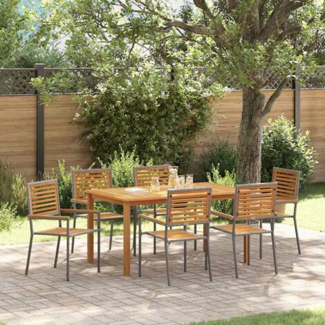 Garden Dining Set 7 pcs Grey Poly rattan vidaXL (1/5)