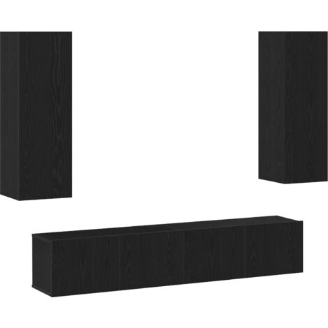 4 Piece TV Cabinet Set Wall-mounted Black Oak Engineered Wood vidaXL (1/5)
