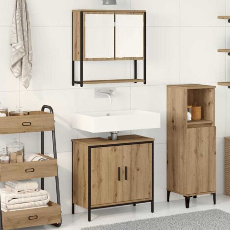 Bathroom Furniture Set with Shelf 2 pcs Brown Engineered wood vidaXL (1/5)