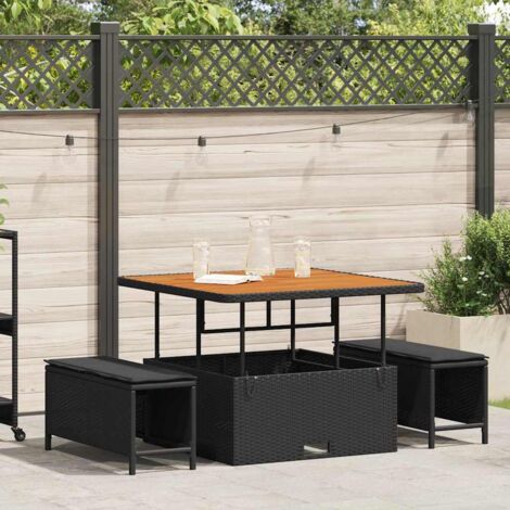Garden Dining Set Black Poly rattan vidaXL