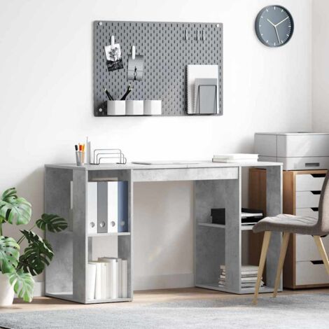 Desk with Storage with Shelf Concrete grey 130 x 50.5 x 75 cm vidaXL
