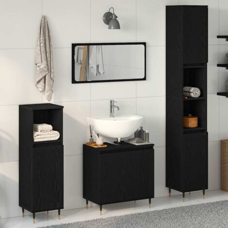 Bathroom Furniture Set 3 pcs Black Oak 30 x 30 x 190 cm vidaXL (1/5)