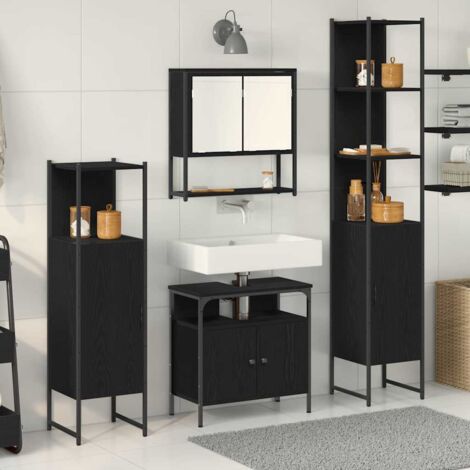 Bathroom Furniture Set 4 pcs Black Oak Engineered Wood vidaXL (1/5)