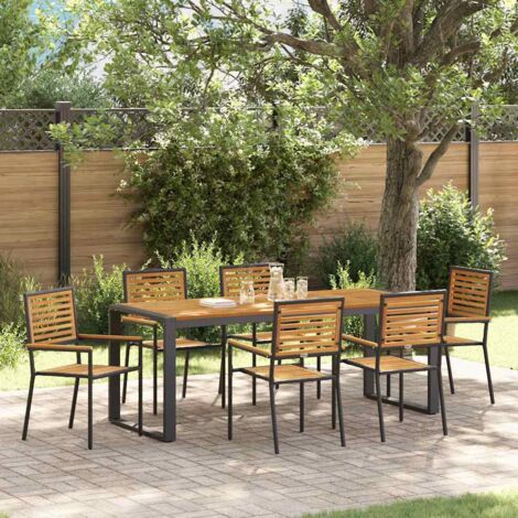 Garden Dining Set 7 pcs Black Poly Rattan vidaXL (1/5)
