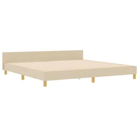 Bed Frame with Headboard Cream 200 x 200 cm Fabric vidaXL (1/5)