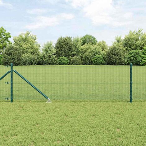 Fence with Posts Green 0.6 x 25 m Steel vidaXL
