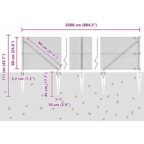 Fence with Posts Green 0.6 x 25 m Steel vidaXL