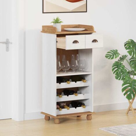Wine Cabinet ASKIM White 57 x 37 x 114 cm Solid pine wood vidaXL