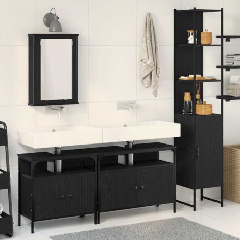 Bathroom Furniture Set 4 pcs Black Oak Engineered Wood vidaXL (1/5)
