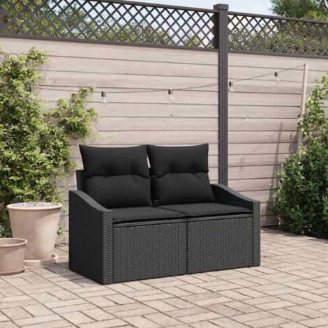 Garden Sofa with Cushion Black 123 x 62 x 69cm Poly Rattan vidaXL