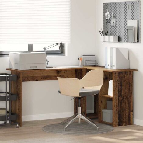 Desk with Shelf Old wood 142 x 102 x 73 cm Engineered wood vidaXL (1/5)