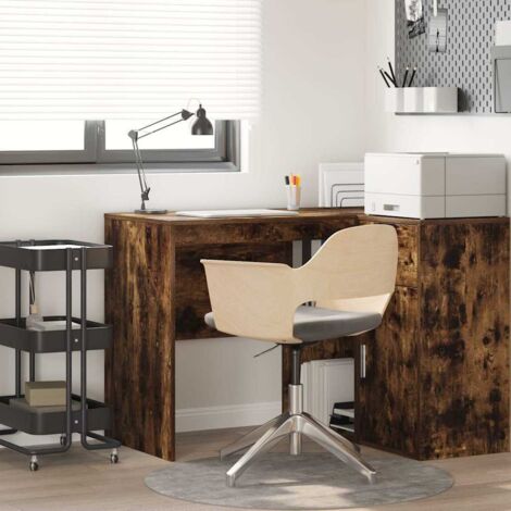 Desk with Shelf Smoked Oak 102 x 50 x 75 cm Engineered Wood vidaXL