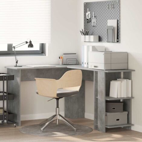 Corner Desk with Storage Concrete grey 140 x 113.5 x 75 cm vidaXL (1/5)