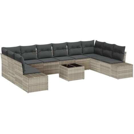 Garden Sofa Set with Cushion 11 pcs Light Grey Poly Rattan vidaXL (1/5)