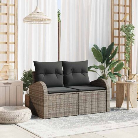 Garden Sofa Grey 124 x 62 x 69cm Poly Rattan vidaXL