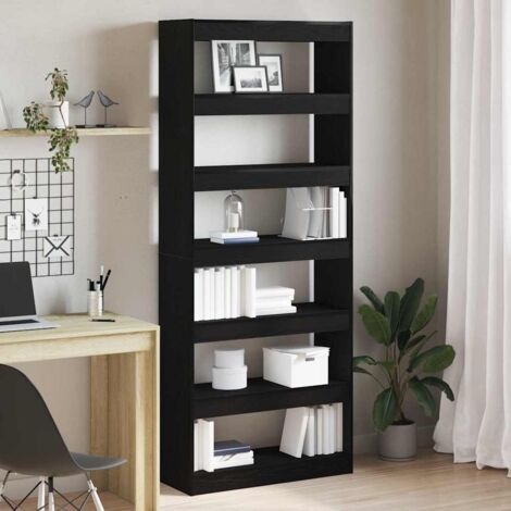 Bookcase with Shelf Black oak 80 x 30 x 198 cm Engineered wood vidaXL (1/5)