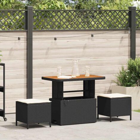 Garden Dining Set Black Poly rattan vidaXL