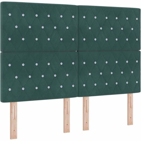 Velvet Headboard Height Adjustable Dark green 140 cm Velvet vidaXL (1/5)