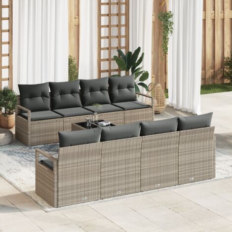 Sofa Set 7 pcs Light grey Poly Rattan vidaXL (1/5)