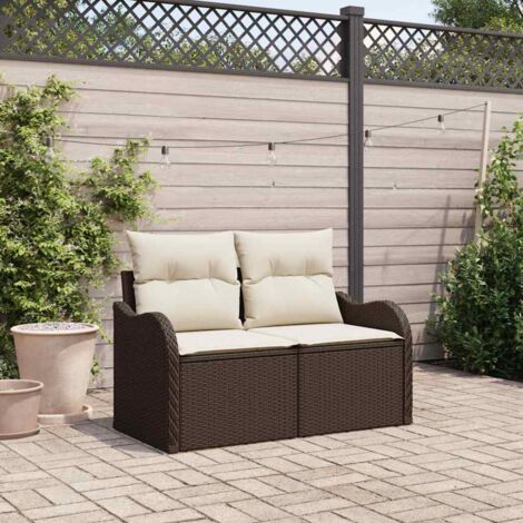 Garden Sofa Brown 121 x 62 x 69cm Poly Rattan vidaXL