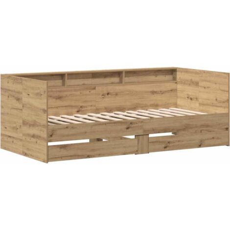 Daybed with Headboard Artisan Oak 100 x 200 cm Engineered Wood vidaXL