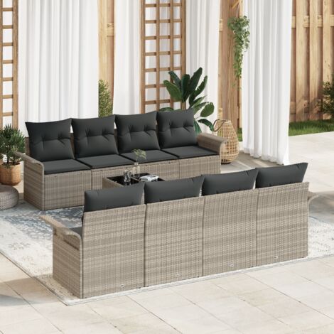Garden Sofa Set 9 pcs Light Grey Poly rattan vidaXL (1/5)