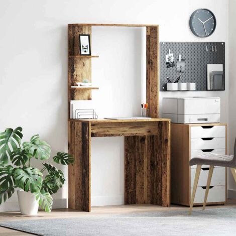 Desk with Shelf Old wood 78.5 x 37 x 154.5 cm Engineered wood vidaXL (1/5)