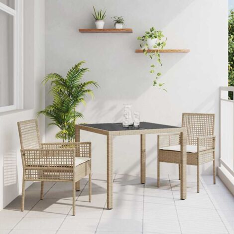 Garden Dining Set 3 pcs Beige Poly rattan vidaXL (1/5)
