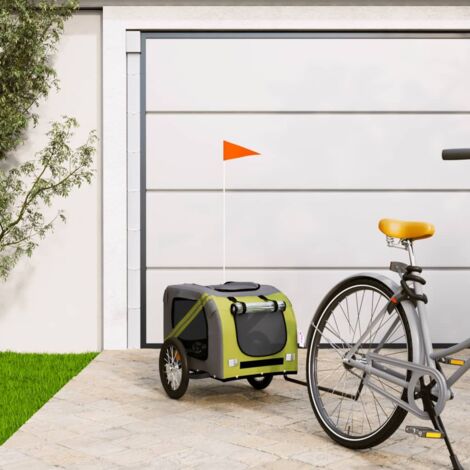 Pet Bike Trailer Green and Grey Oxford Fabric and Iron vidaXL