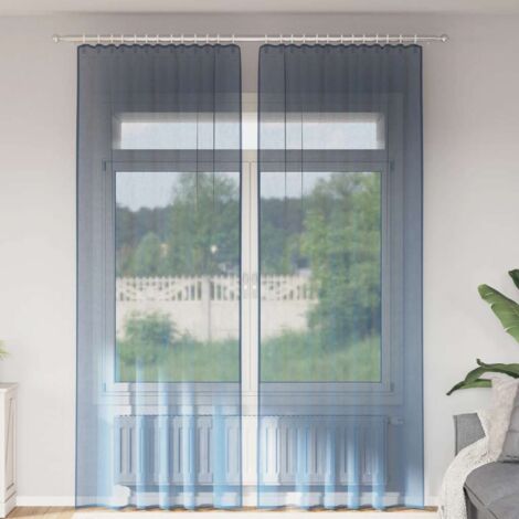 Voile Curtains with Rod Pockets 2 pcs Royal Blue vidaXL