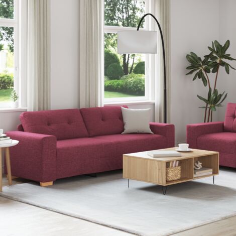 Sofa 2 pcs Wine Red Fabric vidaXL (1/5)