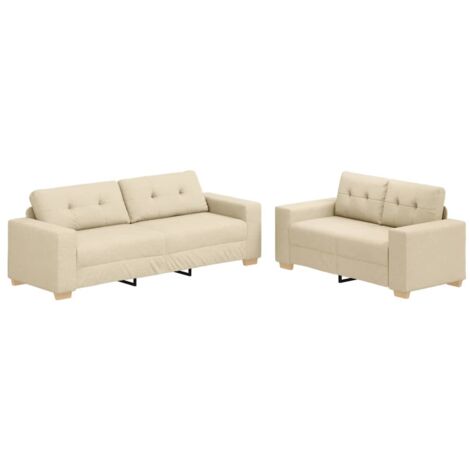 vidaXL Sofa Set with Cushion 2 pcs Cream 221 x 78 x 80 cm Fabric (1/5)