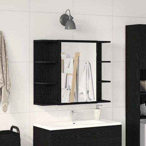 Mirror Cabinet Black Oak 80 x 20.5 x 64 cm Engineered Wood vidaXL