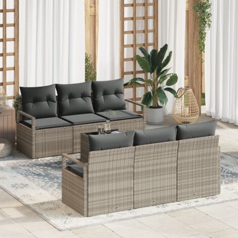 Sofa Set 7 pcs Light grey Poly Rattan vidaXL (1/5)