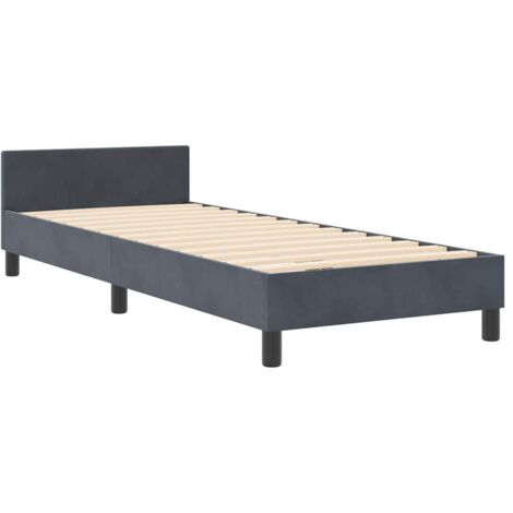 Bed Frame with Headboard Dark grey 80 x 200 cm Velvet vidaXL (1/5)