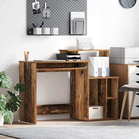 Desk with Storage Old Wood 120.5 x 44 x 88.5 cm Engineered Wood vidaXL
