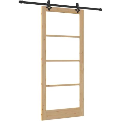 Sliding Door Manual ORKDAL Brown 93 x 211 cm Wood and metal vidaXL