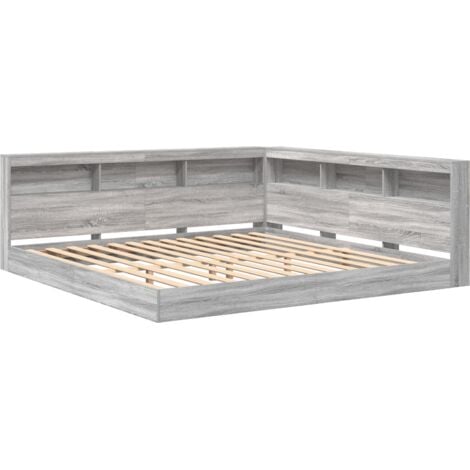 Bookcase Bed Grey Sonoma 180x200 cm Engineered Wood vidaXL