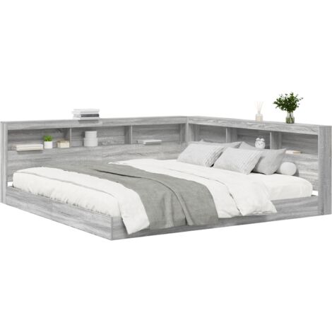 Bookcase Bed Grey Sonoma 180x200 cm Engineered Wood vidaXL