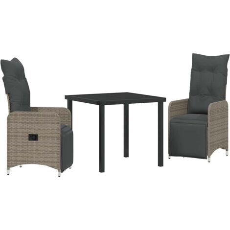 Garden Dining Set 3 pcs Grey Poly Rattan vidaXL (1/5)