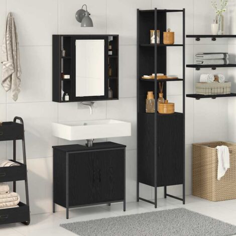 Bathroom Sink Cabinet Black Oak 60x30x60 cm Engineered Wood vidaXL (1/5)