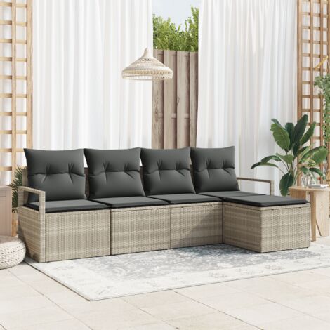 Garden Sofa Set 5 pcs Light grey Poly rattan vidaXL (1/5)