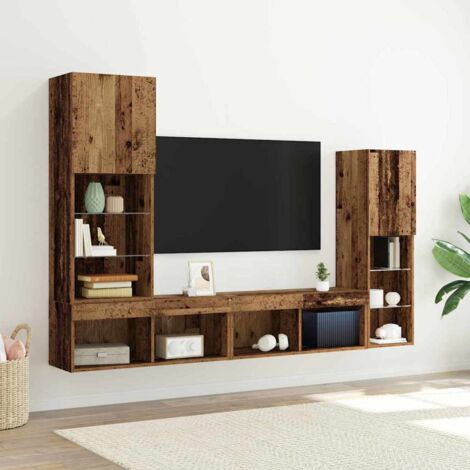 TV Cabinet with LED Lights Old Wood 40.5x30x102 cm vidaXL (1/5)