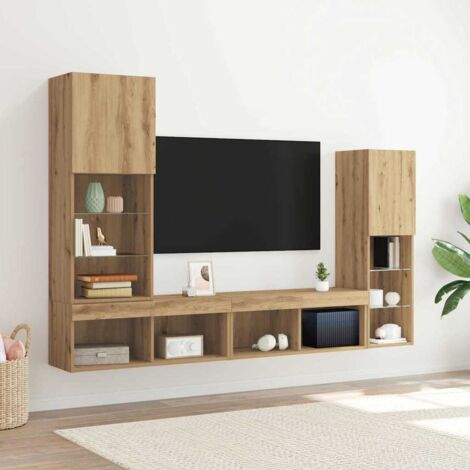 TV Cabinet with LED Lights Artisan Oak 40.5x30x102 cm vidaXL (1/5)